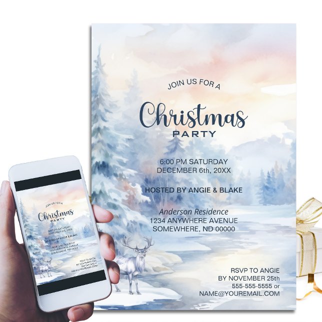 Winter Trees Christmas Party Invitation (Creator Uploaded)