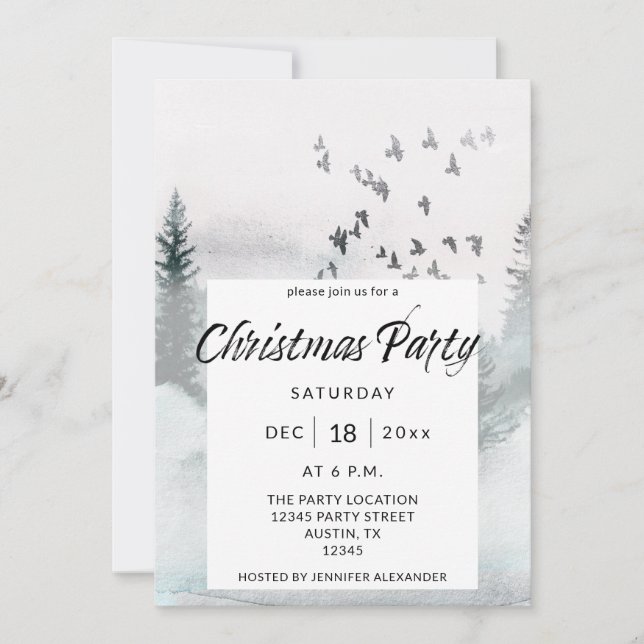 Winter Trees Christmas Party Invitation (Front)