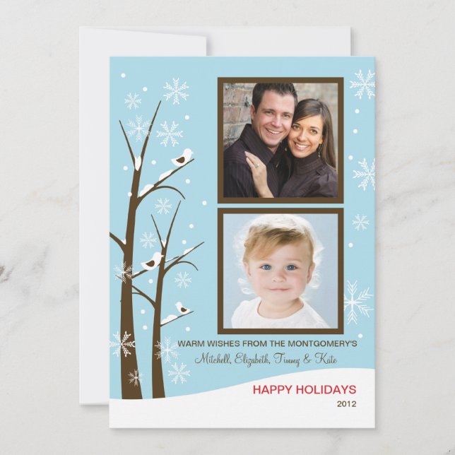 Winter Trees Christmas Photo Card (Front)