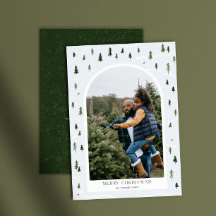 Winter Trees Cute Merry Christmas 1 photo arch Holiday Card