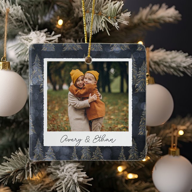 Winter Trees Double Sided Personalised Photo Ceramic Ornament (Creator Uploaded)