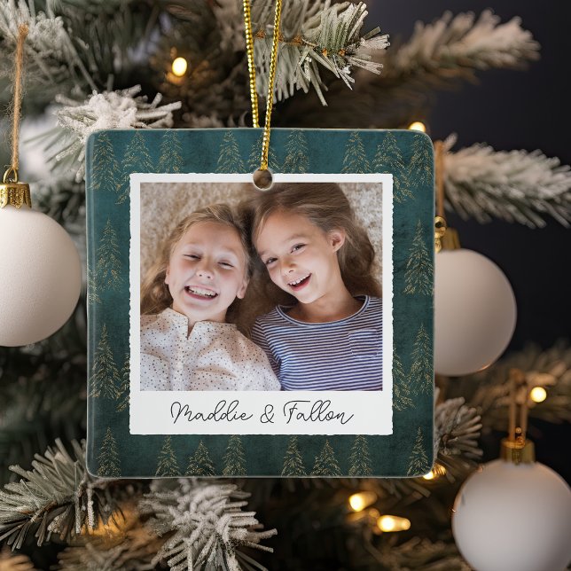 Winter Trees Double Sided Personalised Photo Ceramic Ornament (Creator Uploaded)
