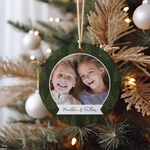 Winter Trees Double Sided Personalised Photo Ceramic Tree Decoration