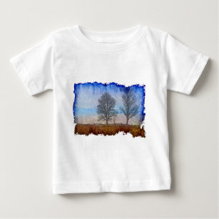 Winter Trees & Farm Fences Pasture Art Baby T-Shirt