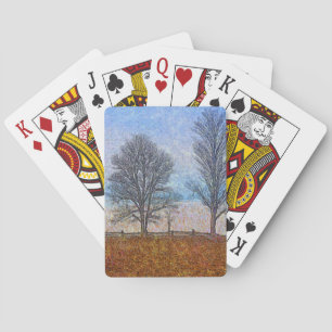 Winter Trees & Farm Fences Pasture Art Playing Cards