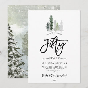 winter trees festive 50th birthday invitation