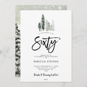 winter trees festive 60th birthday invitation
