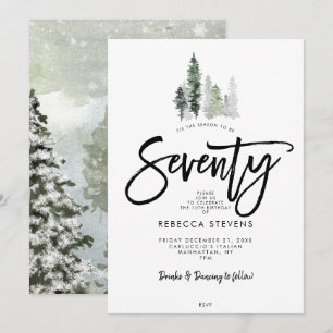 winter trees festive 70th birthday invitation