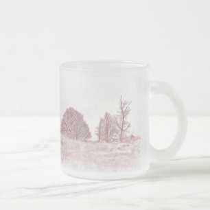 WINTER TREES FROSTED GLASS COFFEE MUG