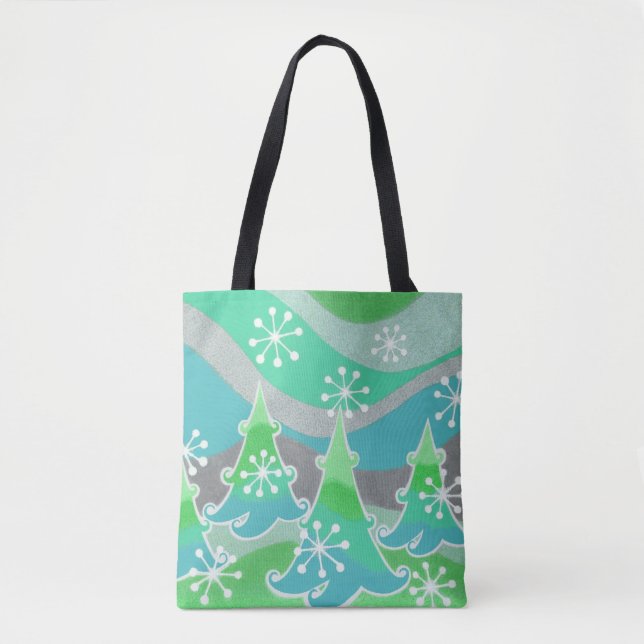 Winter Trees Green all over tote bag (Front)