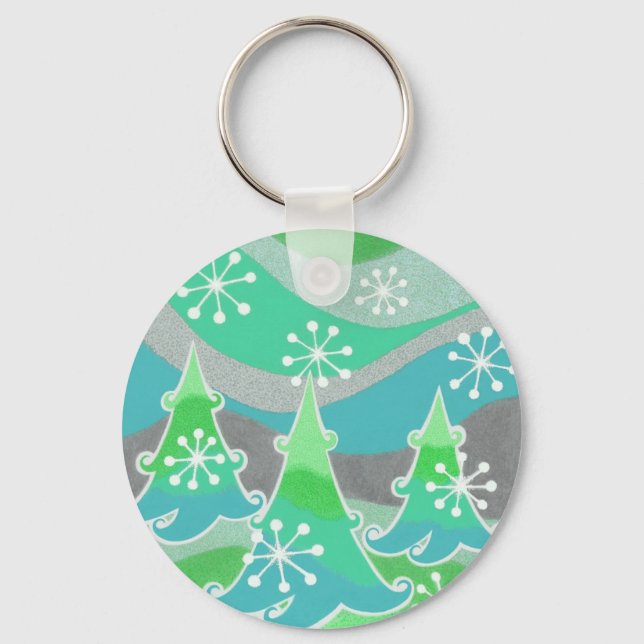 Winter Trees Green keychain (Front)