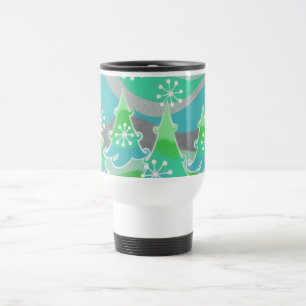 Winter Trees green wide travel/commuter mug