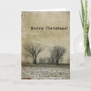Winter Trees Grunge, Merry Christmas Holiday Card