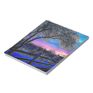 winter trees impressionism sunrise landscape notepad