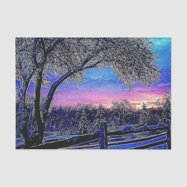 winter trees impressionism sunrise landscape tissue paper (Front)
