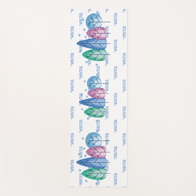 Winter Trees In Fun Pastels Typography Yoga Mat (Front)