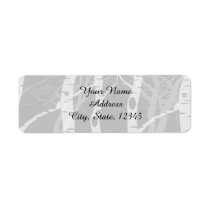 Winter Trees in Grey Wedding Label
