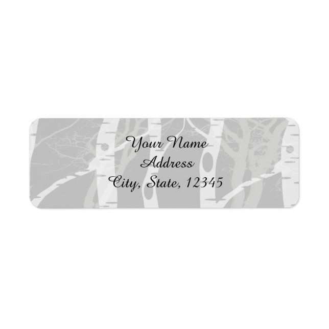 Winter Trees in Grey Wedding Label (Front)
