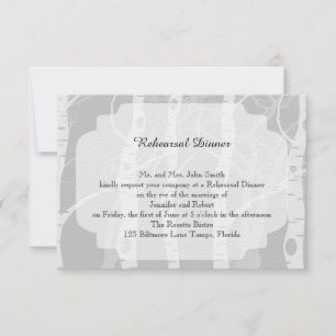 Winter Trees in Grey Wedding Rehearsal Invitation