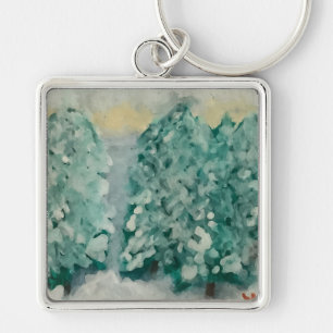 Winter Trees in Snow Key Ring