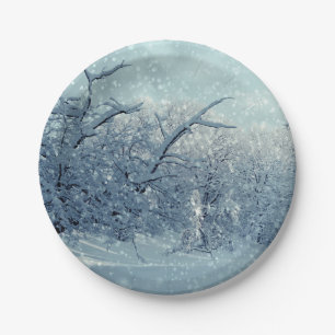 Winter Trees Landscape Paper Plate