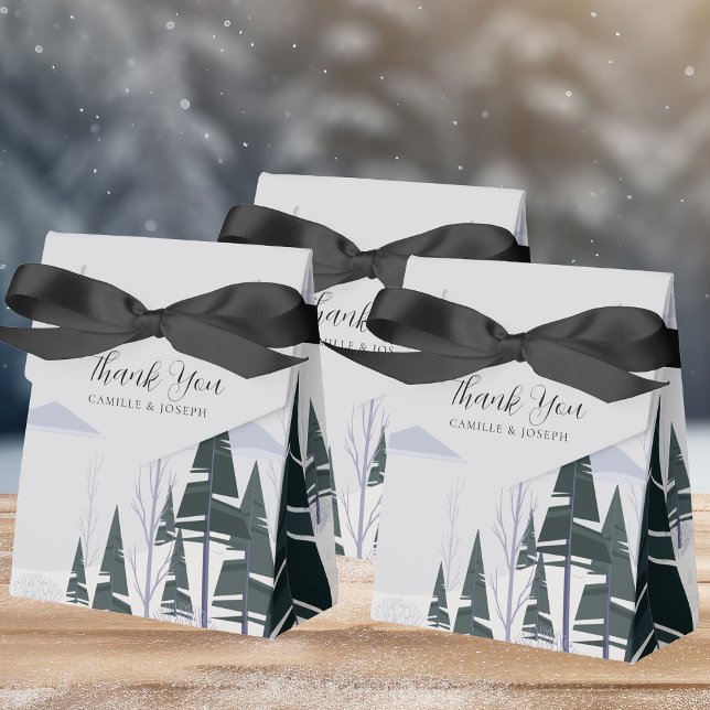 Winter Trees Modern Snowy Forest Holiday Party Favour Box (Creator Uploaded)
