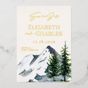 Winter Trees Mountains Holiday Save The Date