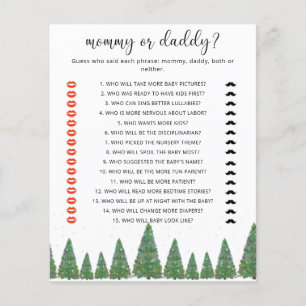 Winter trees mummy or daddy baby shower game