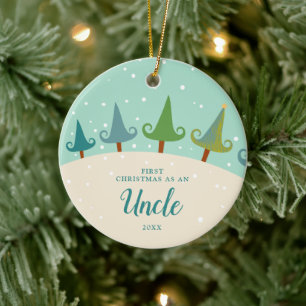 Winter Trees Personalised First Christmas As Uncle Ceramic Tree Decoration