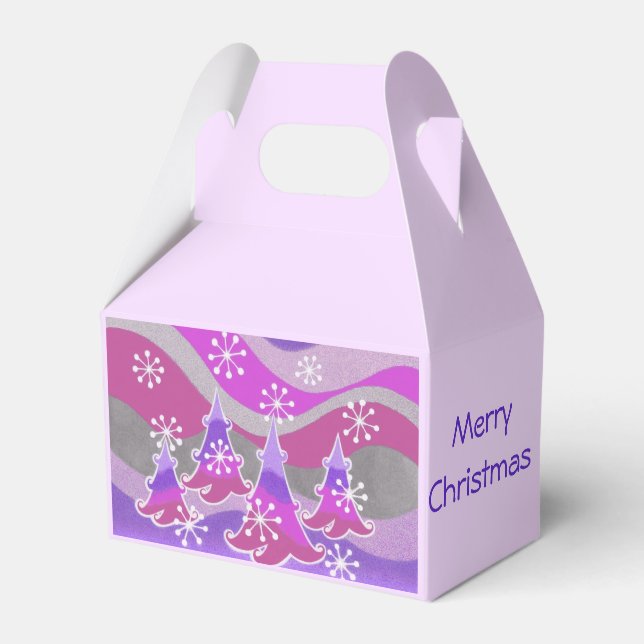 Winter Trees Purple favour Merry Christmas box (Front Side)
