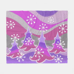 Winter Trees Purple fleece blanket medium