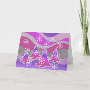 Winter Trees purple greetings card