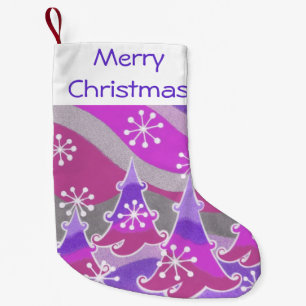 Winter Trees Purple Merry Christmas stocking
