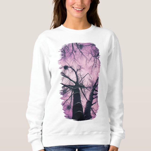 Winter Trees Purple Stylised Sweatshirt (Front)