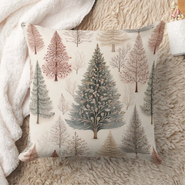 Winter Trees - Rustic Holiday Forest (2) Cushion (Blanket)