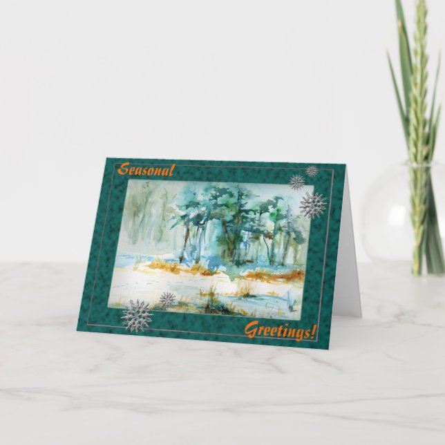 Winter trees Seasonal Greetings Card (Front)
