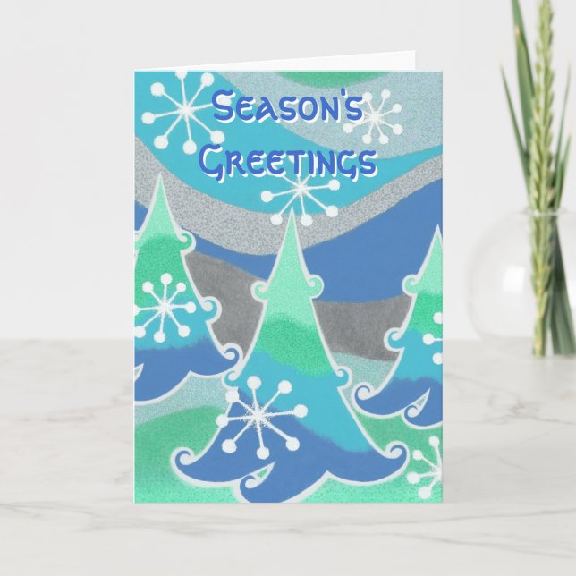 Winter Trees 'Season's Greetings' blue card (Front)
