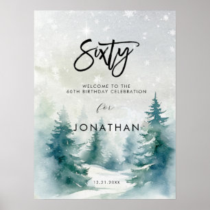 Winter trees sixty welcome birthday sign