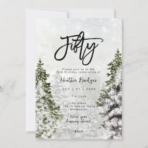 Winter trees snow 50th birthday party invitation