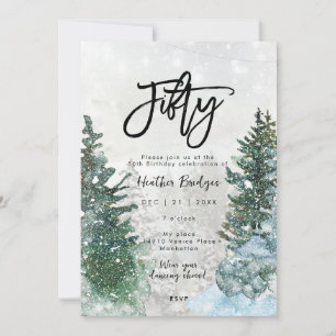 Winter trees snow 50th birthday party invitation