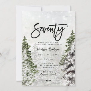 Winter trees snow 70th birthday party invitation