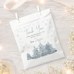 Winter trees snow baby shower thank you favour bag