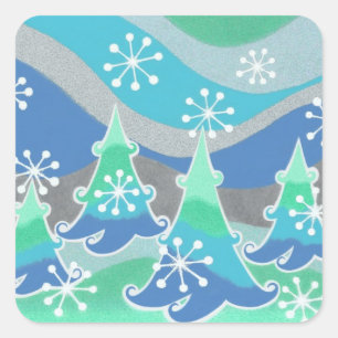 Winter trees sticker square