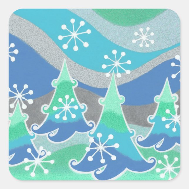 Winter trees sticker square (Front)