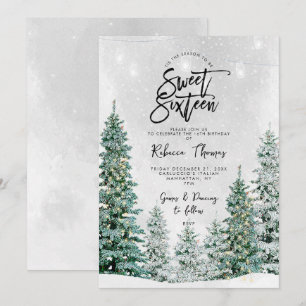 winter trees sweet 16 birthday invitation