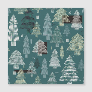 Winter trees, vintage Christmas pattern.
