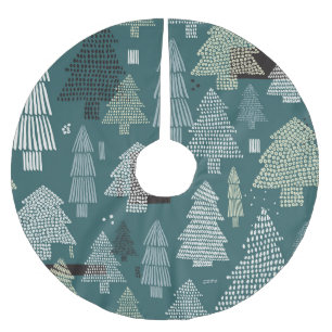 Winter trees, vintage Christmas pattern. Brushed Polyester Tree Skirt