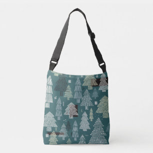 Winter trees, vintage Christmas pattern. Crossbody Bag