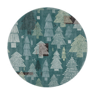 Winter trees, vintage Christmas pattern. Cutting Board