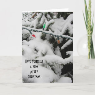 Winter Trees with Snow and Lights Holiday Card